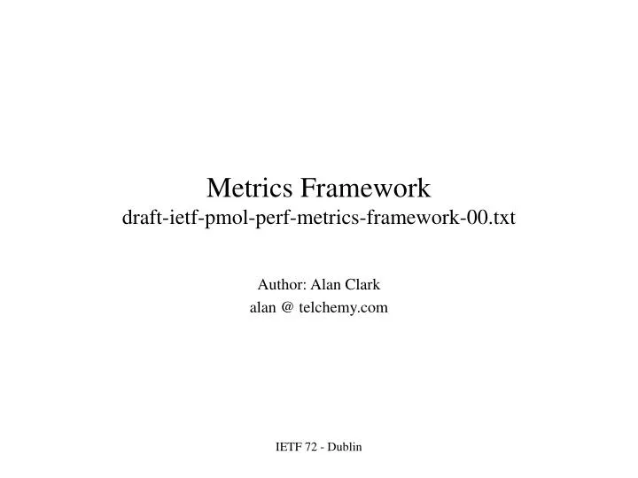 metrics framework draft ietf pmol perf metrics framework 00 txt