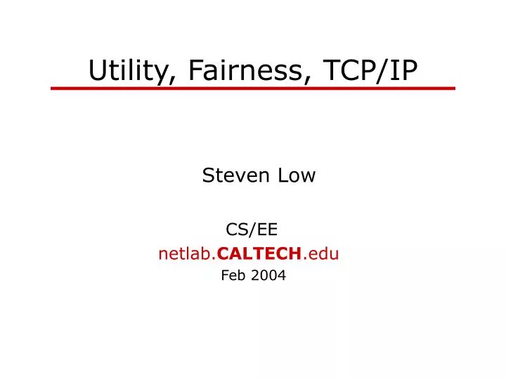 utility fairness tcp ip