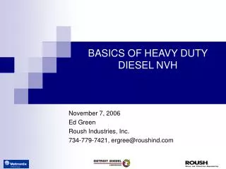 BASICS OF HEAVY DUTY DIESEL NVH