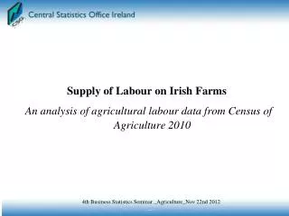 Supply of Labour on Irish Farms