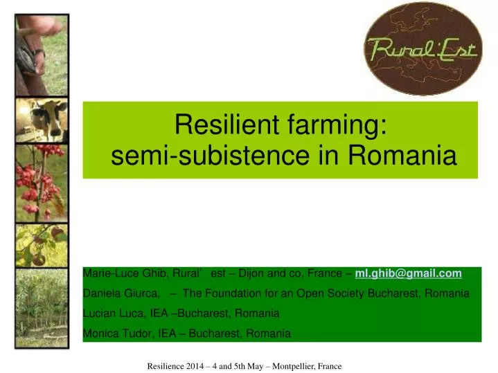 resilient farming semi subistence in romania