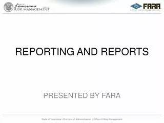 REPORTING AND REPORTS