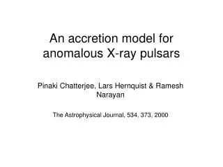An accretion model for anomalous X-ray pulsars