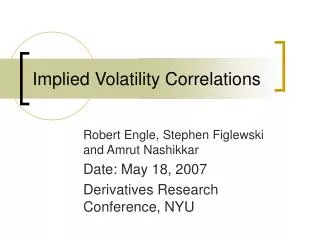 Implied Volatility Correlations