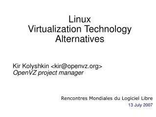 Linux Virtualization Technology Alternatives