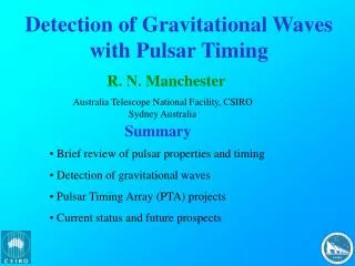 Detection of Gravitational Waves with Pulsar Timing