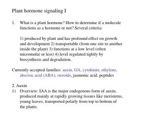 Plant hormone signaling I