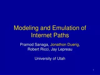 Modeling and Emulation of Internet Paths