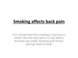 Smoking affects back pain