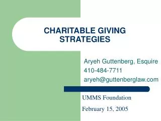 CHARITABLE GIVING STRATEGIES