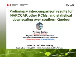 Philippe Gachon Research Scientist Adaptation &amp; Impacts Research Division,