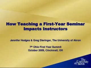 How Teaching a First-Year Seminar Impacts Instructors