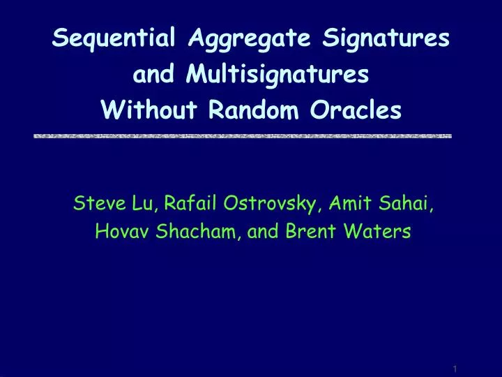 sequential aggregate signatures and multisignatures without random oracles