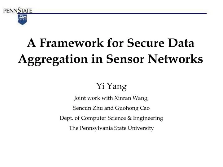 a framework for secure data aggregation in sensor networks