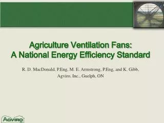 Agriculture Ventilation Fans: A National Energy Efficiency Standard