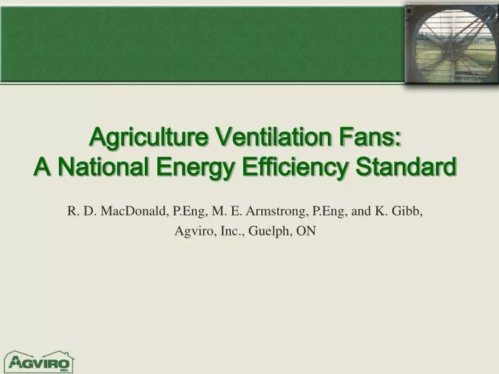 agriculture ventilation fans a national energy efficiency standard