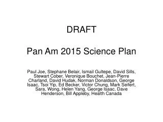 DRAFT Pan Am 2015 Science Plan