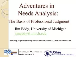 Adventures in Needs Analysis: The Basis of Professional Judgment