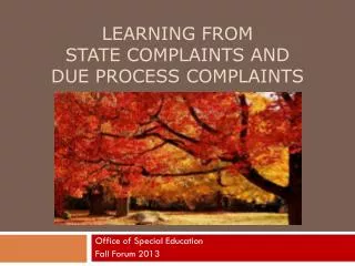 Learning from State Complaints and Due Process Complaints