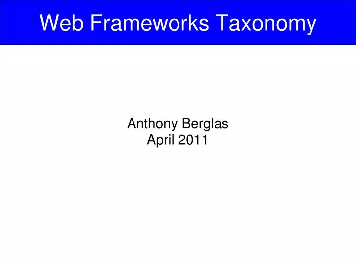 web frameworks taxonomy