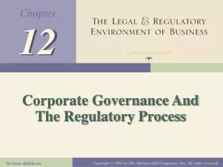 Corporate Governance And The Regulatory Process