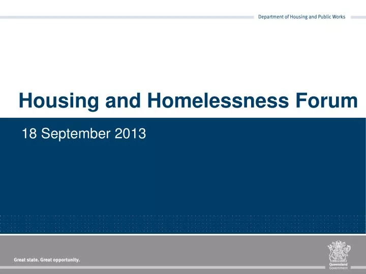 housing and homelessness forum