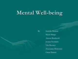 Mental Well-being