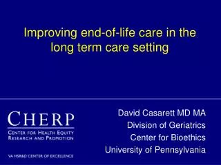 Improving end-of-life care in the long term care setting