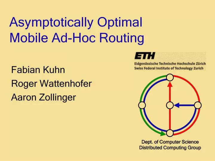 asymptotically optimal mobile ad hoc routing