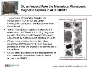 Did an Impact Make the Mysterious Microscopic Magnetite Crystals in ALH 84001?
