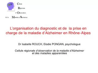 l organisation du diagnostic et de la prise en charge de la maladie d alzheimer en rh ne alpes