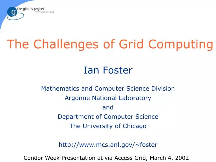 the challenges of grid computing