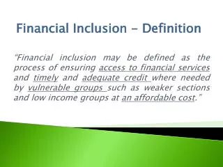 Financial Inclusion - Definition