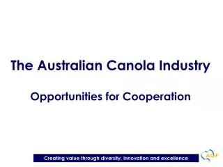 The Australian Canola Industry Opportunities for Cooperation