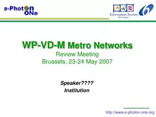 WP-VD-M Metro Networks Review Meeting Brussels, 23-24 May 2007