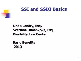 SSI and SSDI Basics