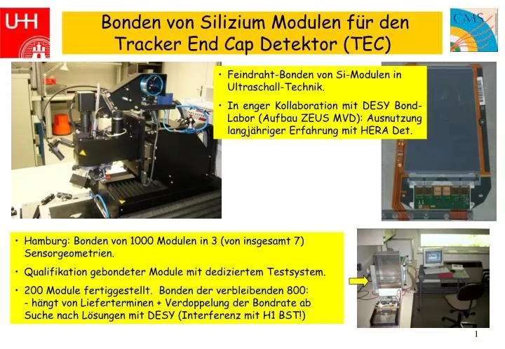 bonden von silizium modulen f r den tracker end cap detektor tec