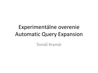 experiment lne overenie automatic query expansion