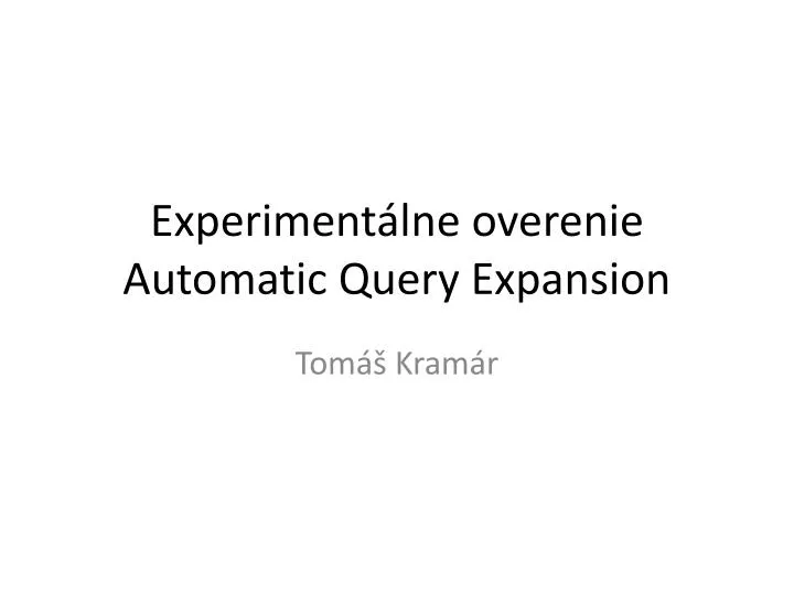 experiment lne overenie automatic query expansion