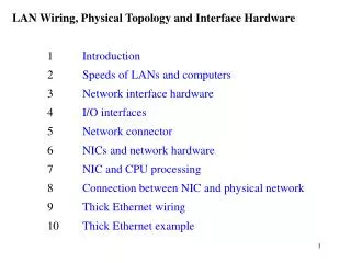 LAN Wiring, Physical Topology and Interface Hardware 	1 	 Introduction