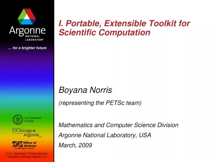 i portable extensible toolkit for scientific computation