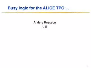Busy logic for the ALICE TPC ...