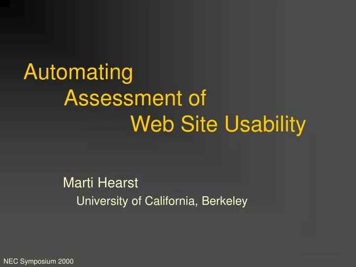 automating assessment of web site usability