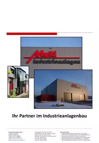 Multi Industrieanlagen GmbH Handelsregister Chemnitz HR B 23873		 Bankverbindungen: