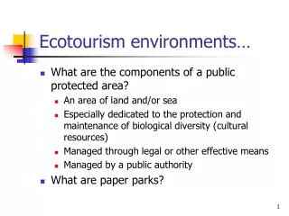 Ecotourism environments…