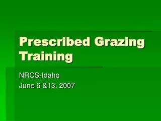 Prescribed Grazing Training
