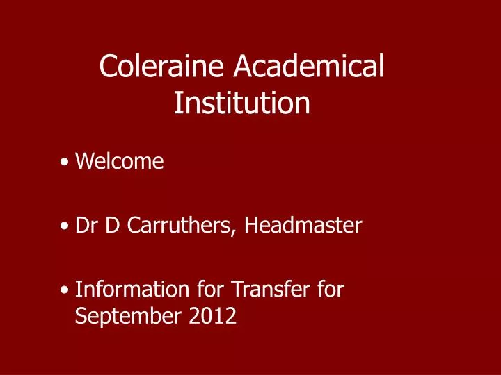 coleraine academical institution