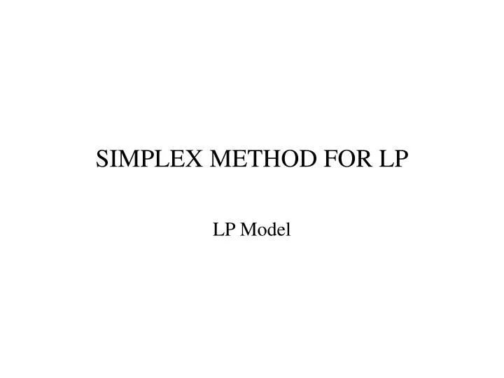 simplex method for lp