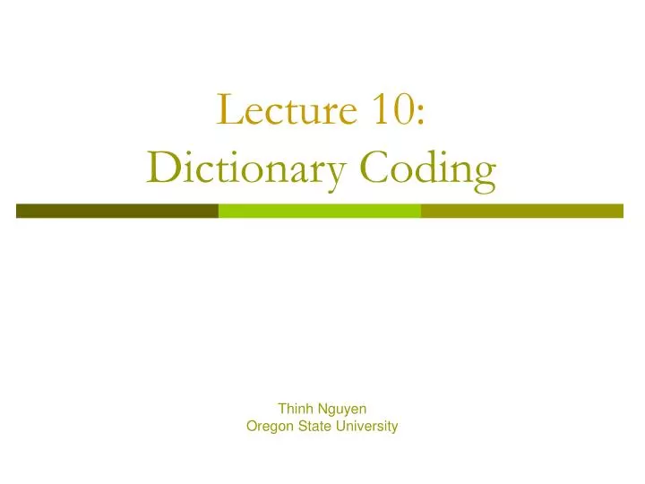 lecture 10 dictionary coding