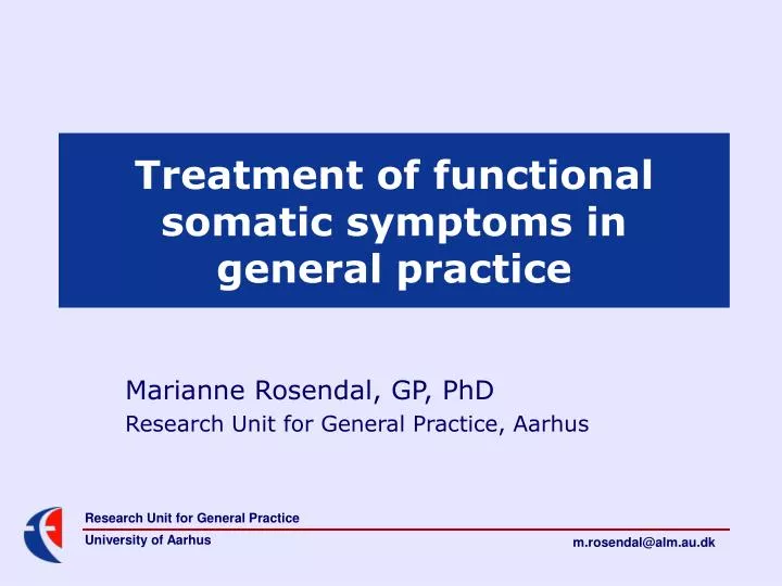treatment of functional somatic symptoms in general practice